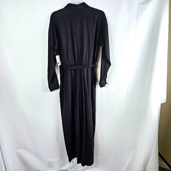 NEW NWT Nine West Black Belted Utility Jumpsuit Long Sleeve Medium Pockets - Picture 7 of 14